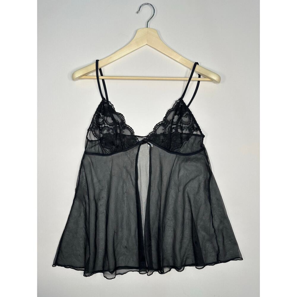 Vintage 1970’s Nancy King Lingerie Short Black Sheer Sexy Nighty Negligee